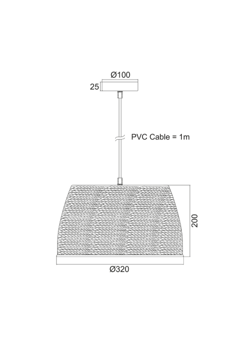 NETTO PENDANT LUMINAIRE 1XE27 ROPE D33XH20CM MALTA