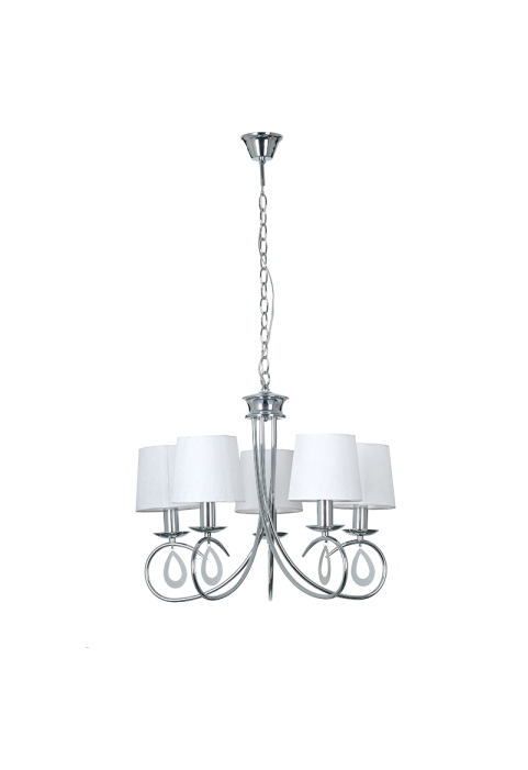NETTO PENDANT 5ΧE14 CHROME WHITE SHADE BASILICO