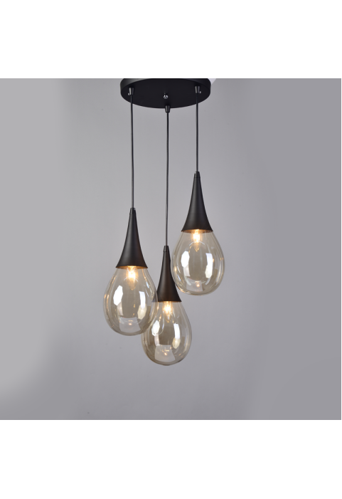 ПОЛИЛЕЙ ACA LIGHTING / 3X14 BLACK-AMBER GLASS ROSE Φ41cm ATENA