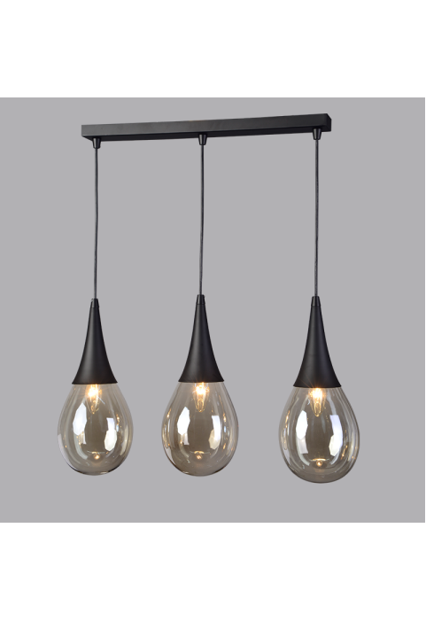 ПОЛИЛЕЙ ACA LIGHTING /  3X14 RAIL BLACK-AMBER GLASS 64X16cm ATENA