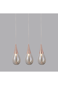 ПОЛИЛЕЙ ACA LIGHTING / METAL PENDANT LAMP 3X14 RAIL SILVER-AMBER GLASS 64X16cm ATENA