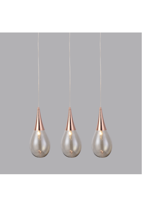 ПОЛИЛЕЙ ACA LIGHTING / METAL PENDANT LAMP 3X14 RAIL SILVER-AMBER GLASS 64X16cm ATENA