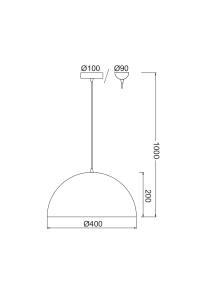 МЕТАЛЕН ПЕНДЕЛ  1ΧΕ37 МЕТАЛНО БЯЛО Φ40cm MELINA