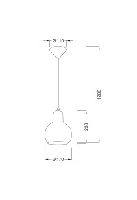 ПЕНДЕЛ СЪС СТЪКЛО Φ17cm 1χ40W E27 BLOOM