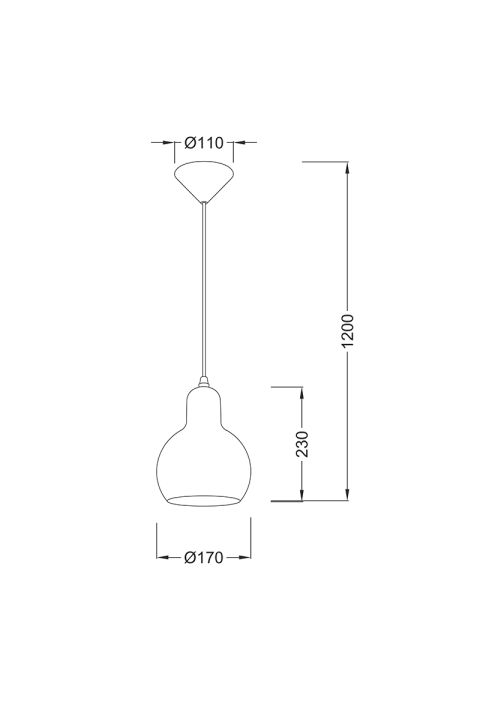 ПЕНДЕЛ СЪС СИВО СТЪКЛО  Φ17cm 1χ40W E27 BLOOM