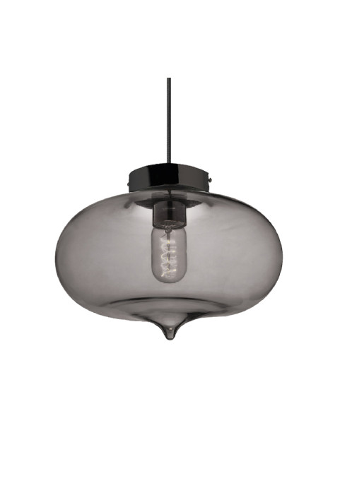 ПЕНДЕЛ СЪС СИВО СТЪКЛО  Φ27cm 1χ40W E27