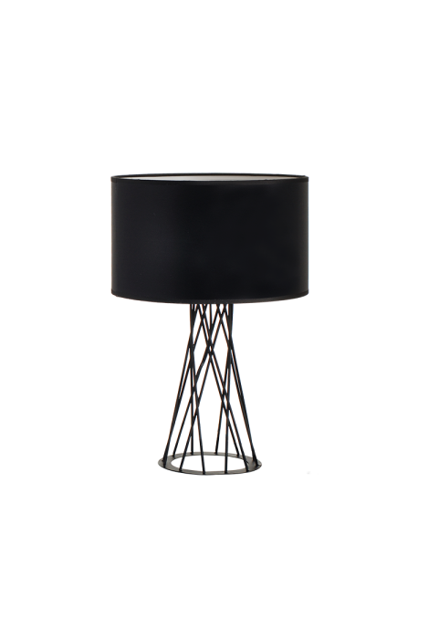 NETTO TABLE LUMINAIRE 1XE27 BLACK METALLIC BASE+BLACK SHADE ACACIA