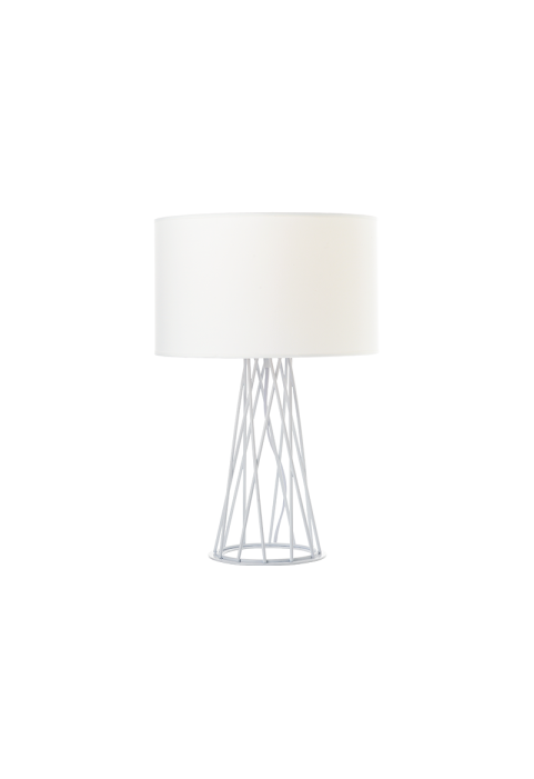 PHASING OUT TABLE LUMINAIRE 1XE27 WHITE METALLIC BASE+WHITE SHADE ACACIA