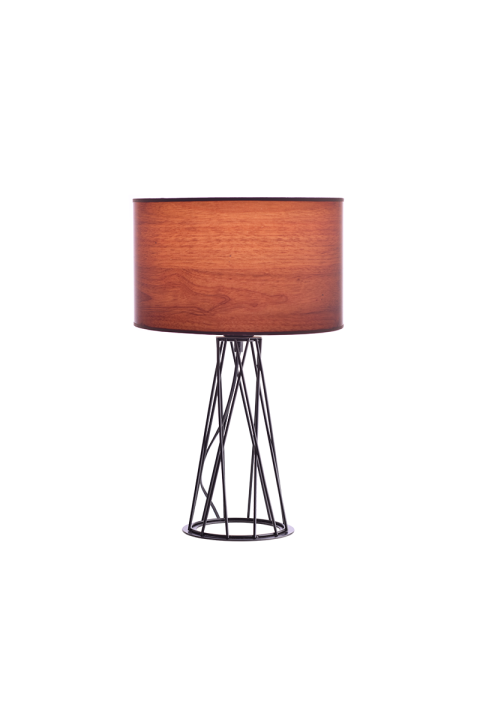 NETTO TABLE LUMINAIRE 1XE27 BLACK METALLIC BASE+DARK WOOD'S COLOR SHADE ACACIA