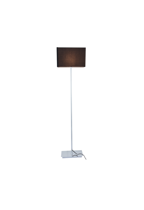 NETTO FLOOR LAMP CHROME METAL 1XE27 BLACK CABLE RECTANGLE BASE Η123CM MIX&MATCH WITHOUT LAMPSHADE