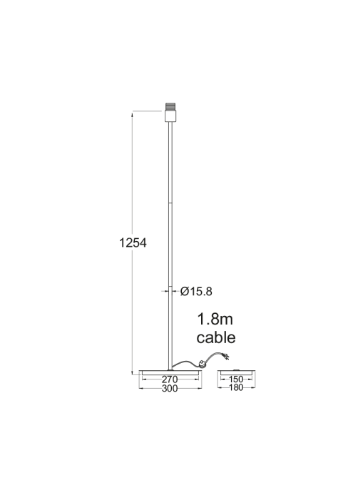 NETTO FLOOR LAMP CHROME METAL 1XE27 BLACK CABLE RECTANGLE BASE Η123CM MIX&MATCH WITHOUT LAMPSHADE
