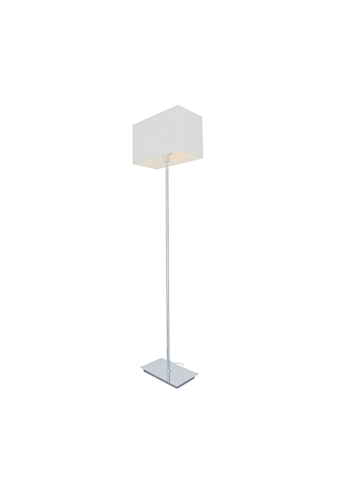 NETTO FLOOR LAMP CHROME METAL 1XE27 WHITE CABLE RECTANGLE BASE Η123CM MIX&MATCH WITHOUT LAMPSHADE