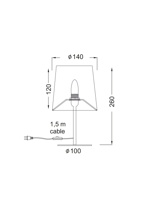 НАСТОЛНА ЛАМПА СЪС СИВ ПЛАТ  1X40W E14 H28CM ARIOSO