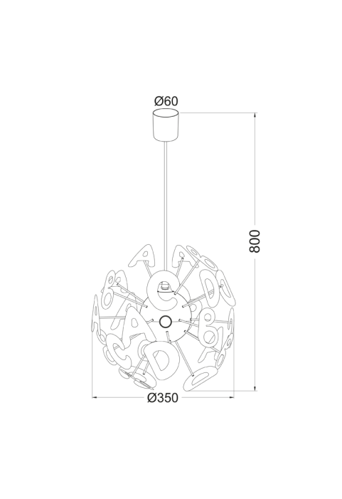 ДЕТСКИ ПОЛИЛЕЙ БУКВИ 4X40W E14 Φ35 SCHOOL
