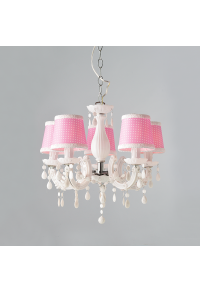 ПОЛИЛЕЙ MACARON / PENDANT ACRYLIC WHITE 5X14 LAMPSHADE PINK Φ46cm MACARON