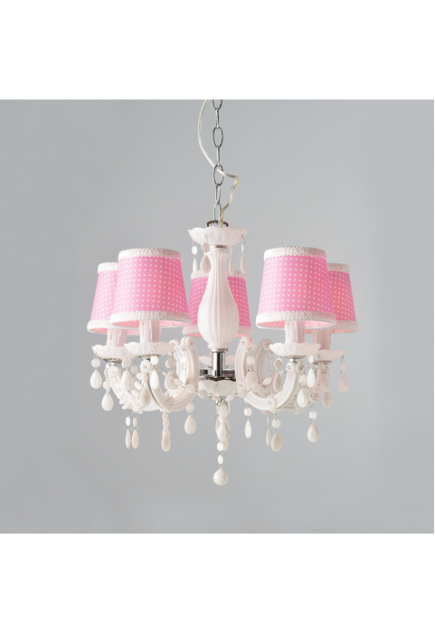 ПОЛИЛЕЙ MACARON / PENDANT ACRYLIC WHITE 5X14 LAMPSHADE PINK Φ46cm MACARON