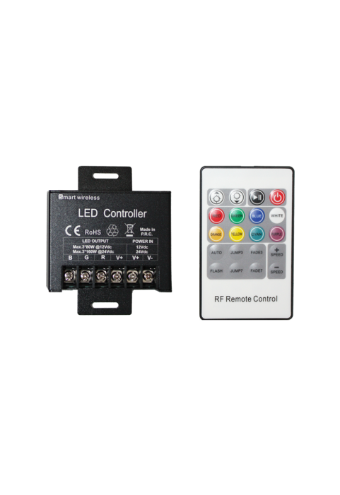 МОЩНОСТ RGB КОНТРОЛ  ЛЕД  20A 240W/12V 480W/24V & RF  ОТДЕЛЕЧЕН