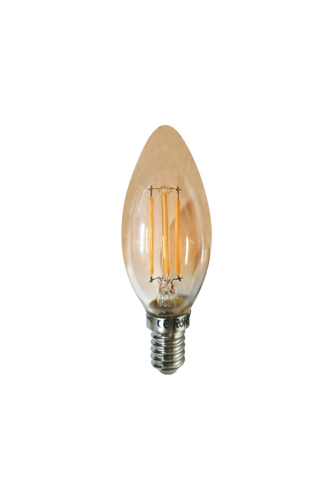 LED FILAMENT E14 CANDLE AMBER DIM 4W 2700K 230V AC 390LM RA80