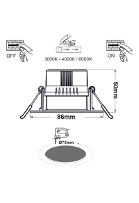 КРЪГЛА ЛЕД СВЕТЛИНА 7W ключ 3000-4000-6000K SMD 230V 40° Ra80 PRE-SET UP 3000K