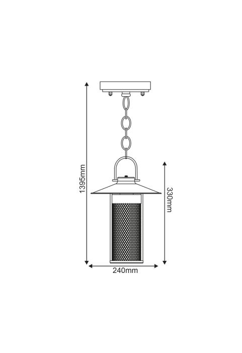 ГРАДИНСКИ ПЕНДЕЛ  LUMINAIRE ROSSA 1XE27 IP44 WITH GRID & CLEAR GLASS 