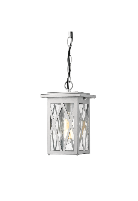 SAND BLACK PENDANT LUMINAIRE NISSA 1XE27 IP44 WITH GRID & BUBBLE GLASS 