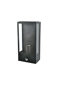 SAND BLACK WALL LUMINAIRE CELIA 1XE27 IP44 WITH CLEAR GLASS & PIR-LUX SENSOR 