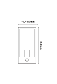 SAND BLACK WALL LUMINAIRE CELIA 1XE27 IP44 WITH CLEAR GLASS & PIR-LUX SENSOR 