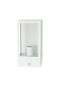 SAND WHITE WALL LUMINAIRE CELIA 1XE27 IP44 WITH CLEAR GLASS & PIR-LUX SENSOR 