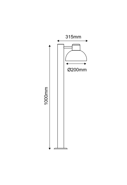 SAND BLACK LUMINAIRE BERO 1XE27 MAX.10W LED IP44 WITH POLE & OPAL PC DIFFUSER 