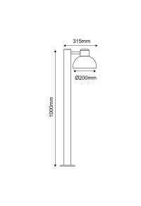 SAND WHITE LUMINAIRE BERO 1XE27 MAX.10W LED IP44 WITH POLE & OPAL PC DIFFUSER