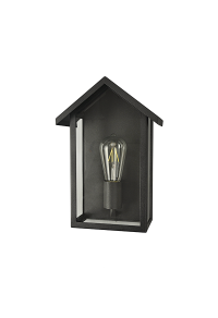 SAND BLACK WALL LUMINAIRE CELIA H 1XE27 IP44 WITH CLEAR GLASS