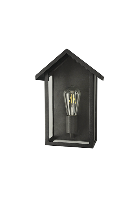 SAND BLACK WALL LUMINAIRE CELIA H 1XE27 IP44 WITH CLEAR GLASS