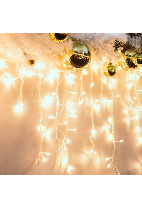 144 LED ICICLE LIGHT 5-7-5-7, 24СТУНИ ТОПЛО БЯЛО, АДАПТЕР 31VDCиСМЕНИЯН Макс 4КОМПЛЕ IP44 300X60CM