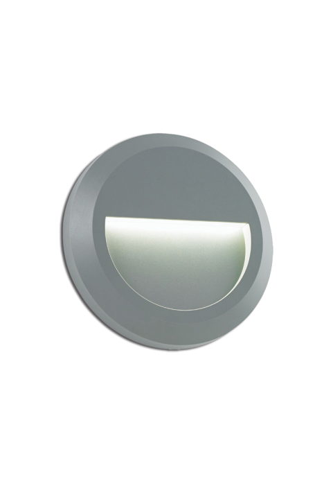 LED WALL ROUND LUMINAIRE GREY 230V AC IP65 2W 3000K 100LM RA80