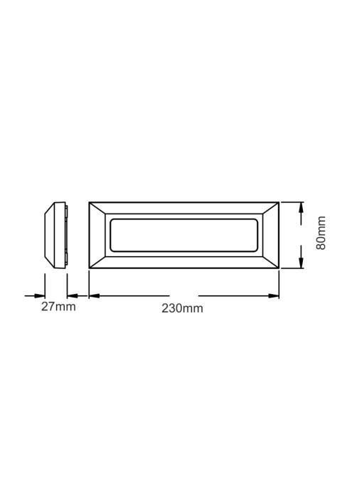 LED WALL RECTANGLE LUMINAIRE WHITE 230V AC IP65 4W 3000K 290LM RA80