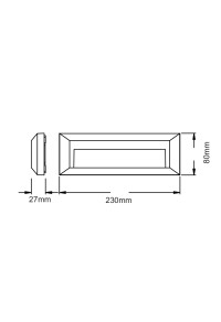 LED WALL RECTANGLE LUMINAIRE WHITE 230V AC IP65 2W 3000K 100LM RA80