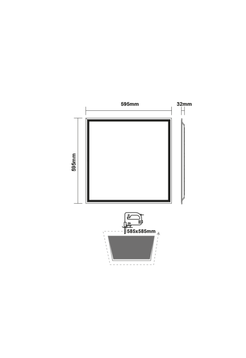 LED PANEL 40W 595X595X32mm 3000K 4400Lm 230V AC Ra80 50.000Hrs