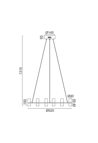 ПОЛИЛЕЙ ЛЕД 2835 32W ЗЛАТНО МЕТАЛНО  3000Κ 2880LM D52XH131.5CM IONIAN