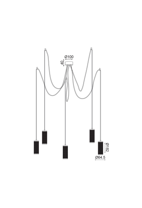 ПОЛИЛЕЙ 5XGU10 ЧЕРНО МЕТАЛНО D35XH200CM MEGATRON1