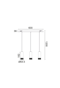 ПОЛИЛЕЙ 3XGU10 ЧЕРНО МЕТАЛНО  6,5X60XH122CM MEGATRON2