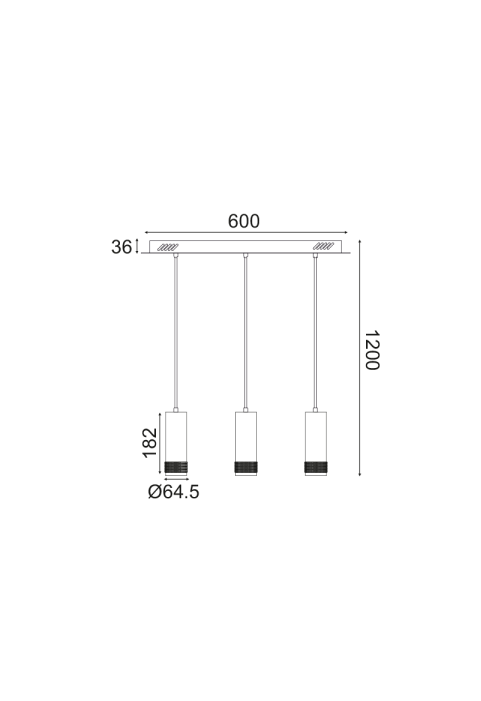 ПОЛИЛЕЙ 3XGU10 ЧЕРНО МЕТАЛНО  6,5X60XH122CM MEGATRON2