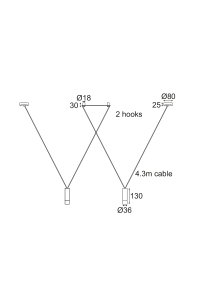 ПОЛИЛЕЙ 2ΧG9 ЧЕРНО МЕТАЛНО 2x D3,6XH13CM КАБЕЛ 4,3M 2HOOKS TERES