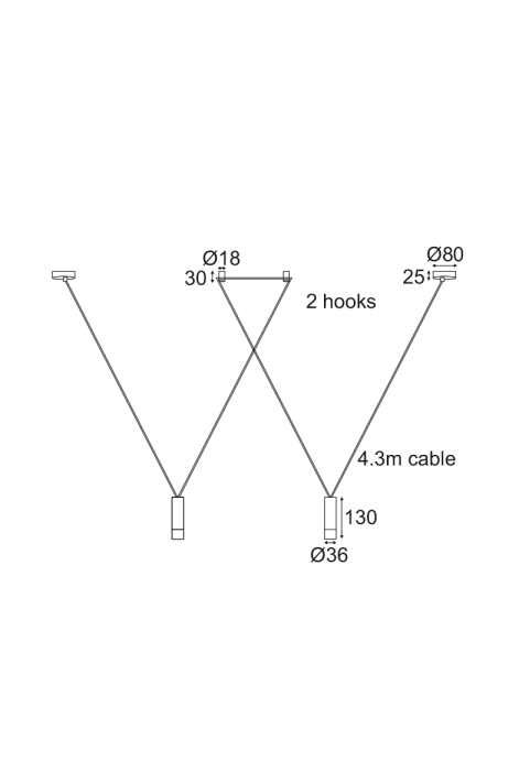 ПОЛИЛЕЙ 2ΧG9 ЧЕРНО МЕТАЛНО 2x D3,6XH13CM КАБЕЛ 4,3M 2HOOKS TERES