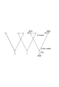ПОЛИЛЕЙ 3ΧG9 ЧЕРНО МЕТАЛНО  3x D3,6XH13CM КАБЕЛ 6,6M 4HOOKS TERES