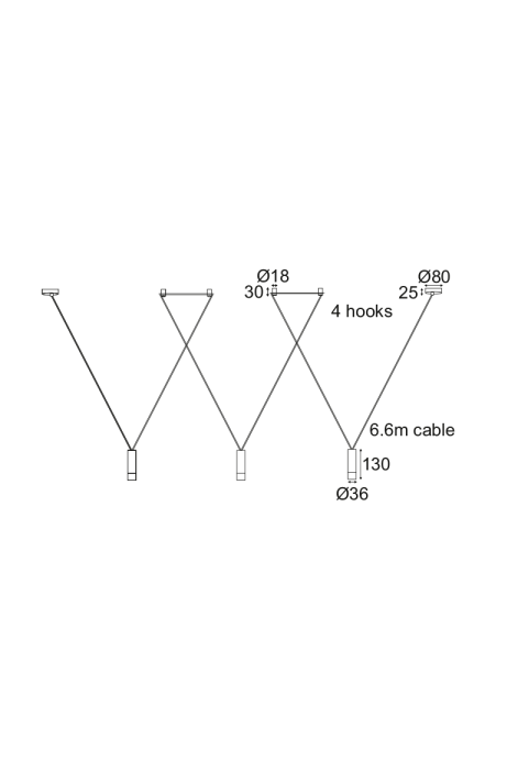 ПОЛИЛЕЙ 3ΧG9 ЧЕРНО МЕТАЛНО  3x D3,6XH13CM КАБЕЛ 6,6M 4HOOKS TERES