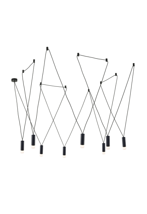 Пендел ACA LIGHTING / NETTO PENDANT LIGHTING 8ΧG9 BLACK ALUMINUM 8X D3,6XH13CM CABLE 17,1M 11HOOKS TERES