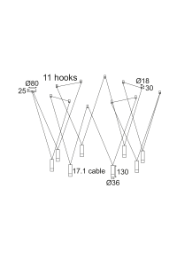 Пендел ACA LIGHTING / NETTO PENDANT LIGHTING 8ΧG9 BLACK ALUMINUM 8X D3,6XH13CM CABLE 17,1M 11HOOKS TERES