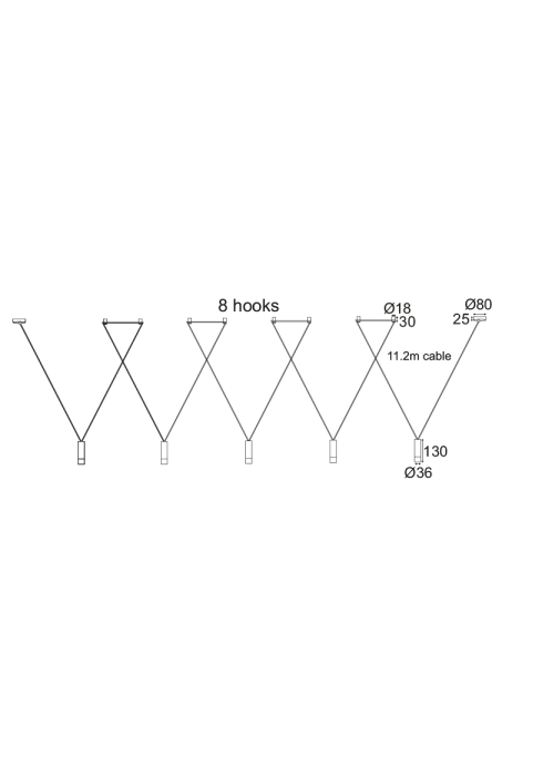 ПОЛИЛЕЙ 5ΧG9 ЧЕРНО МЕТАЛНО 5x D3,6XH13CM КАБЕЛ 11,2M 8HOOKS TERES