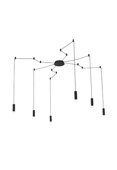 ПОЛИЛЕЙ 6ΧG9 ЧЕРНО МЕТАЛНО 6x D3,6XH13CM КАБЕЛ 1,9M 14HOOKS TERES