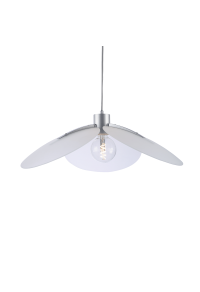 NETTO PENDANT LIGHTING 1ΧE27 WHITE GLASS+ SILVER METAL D58XH120CM BLOSSOM